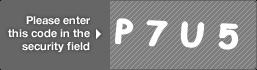 captcha code for visual authentication  letter P number 7 letter U number 5